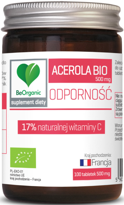 BeOrganic - Acerola BIO 17% naturalnej witaminy C 500mg x 100 tabletek