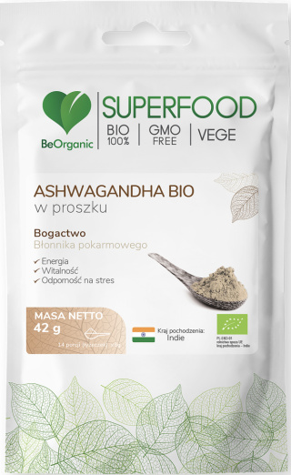 BeOrganic - Ashwagandha BIO w proszku 42g