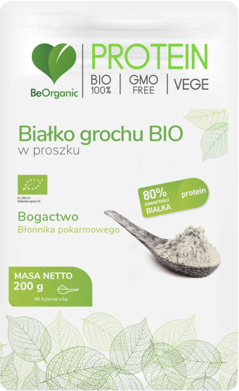 BeOrganic - Białko grochu BIO w proszku 200g - 50% białka