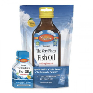 Carlson Labs - The Very Finest Fish Oil 1600 mg Omega-3s Natural Lemon (Pouch of Packets) - 15 x 5 ml