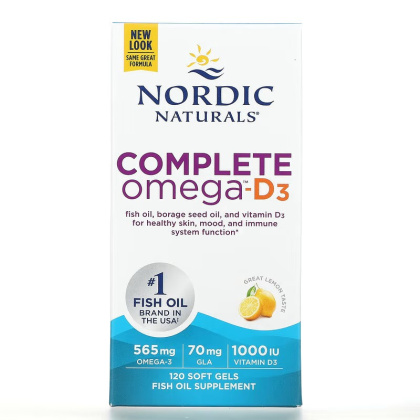 Complete Omega-D3 Nordic Naturals 565mg Lemon - 120 kapsułek