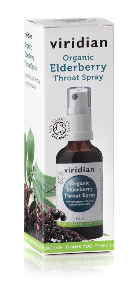 Viridian - Ekologiczny Spray do gardła z czarnym bzem, miodem manuka oraz prawoślazem - 50 ml