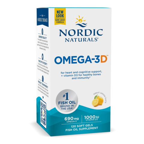 Nordic Naturals Omega-3D Softgels 690mg Lemon - 120 kapsułek