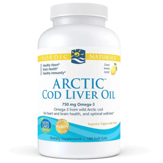 Nordic Naturals Arctic Cod Liver Oil - 750mg Lemon - 180 kapsułek