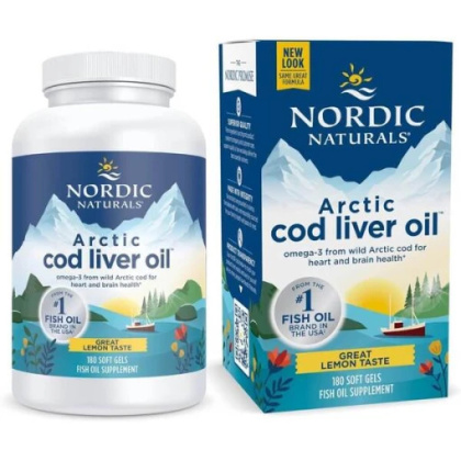 Nordic Naturals Arctic Cod Liver Oil - 750mg Lemon - 180 kapsułek