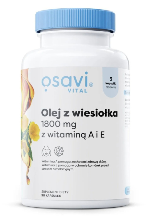 Osavi - Olej z Wiesiołka z Witaminą A i E - 1800mg - 90 softgels