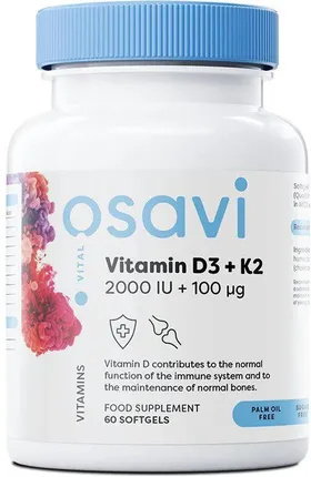 Osavi - Witamina D3 + K2 - 2000IU + 100mcg - 120 softgels