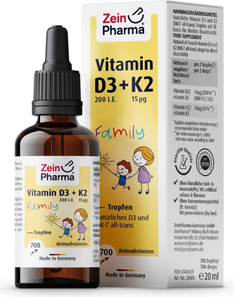 Zein Pharma Vitamin D3 + K2 Family Drops - 20 ml