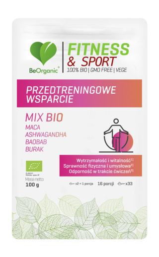 BeOrganic - Przedtreningowe wsparcie MIX BIO 100g