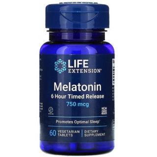 Life Extension - Melatonin 6 Hour Timed Release - 750mcg - 60 vegetarian tabs