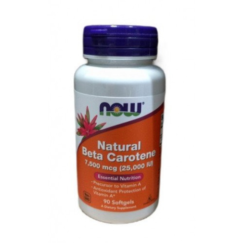 NOW Foods - Beta Carotene Natural - 7 500 mcg (25 000 IU) - 90 kapsułek miękkich NOW Foods - Beta Carotene Natural - 7 500 mcg (25 000 IU) - 90 kapsułek miękkich