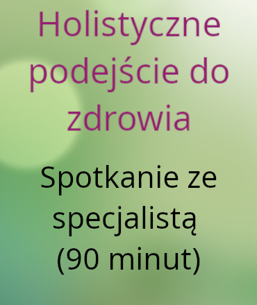 Holistyczne podejście do zdrowia. Spotkanie ze specjalistą (90 minut). Polecane na pierwszą wizytę dla nowych klientów. Holistyczne podejście do zdrowia. Spotkanie ze specjalistą (90 minut). Polecane na pierwszą wizytę dla nowych klientów.