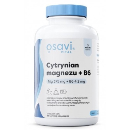 Osavi -Cytrynian Magnezu + B6 375mg + 4.2mg - 180 kapsułek