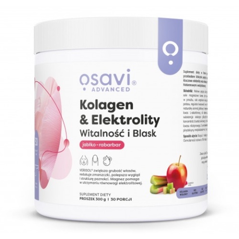 Osavi - Kolagen Elektrolity Witalność i Blask Jabłko & Rabarbar - 300 grams