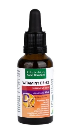 KRAUTERHAUS SANCT BERNHARD Witaminy D3 + K2 w kroplach, na oleju MCT 30 ml