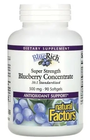 NATURAL FACTORS Super Strength Blueberry Concentrate 90 kapsułek
