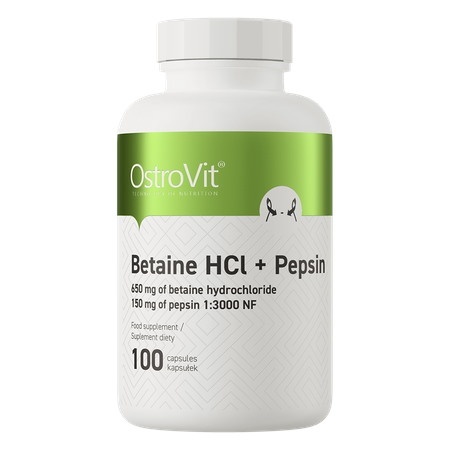 OstroVit Betaine HCl + Pepsin - Betaina HCL + Pepsyny 100 kapsułek