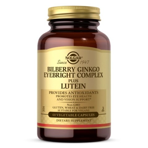 SOLGAR Bilberry Ginkgo Eyebright Complex plus Lutein - Strażnicy wzroku 60 kapsułek