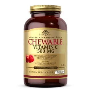 SOLGAR Chewable Vitamin C 500 mg - Witamina C do ssania Cran Raspberry 90 tabletek