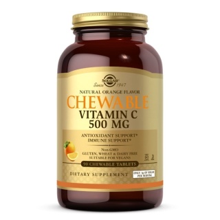 SOLGAR Chewable Vitamin C 500 mg - Witamina C do ssania Pomarańczowa 90 tabletek