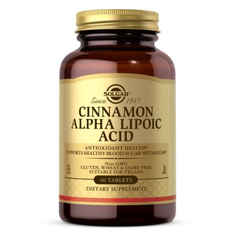 SOLGAR Cinnamon Alpha Lipoic Acid - Cynamom Kwas Alfa Liponowy 60 tabletek