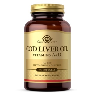 SOLGAR Cod Liver Oil - Tran dorszowy z Witaminami A i D 100 kapsułek