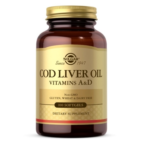 SOLGAR Cod Liver Oil - Tran dorszowy z Witaminami A i D 100 kapsułek