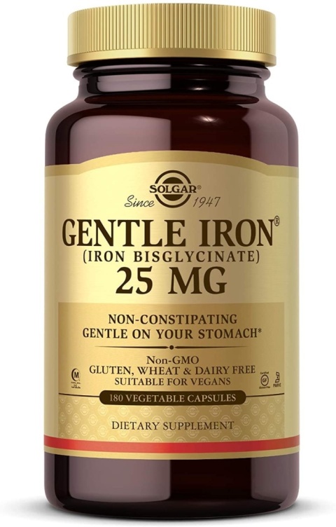 SOLGAR Gentle Iron 25 mg - Łagodny diglicynian żelaza 180 kapsułek
