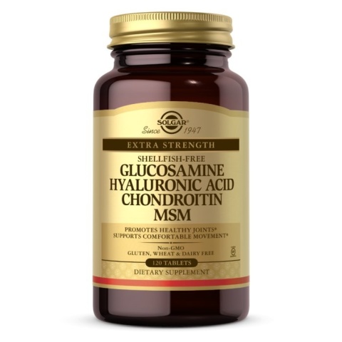 SOLGAR Glukozamina, Kwas hialuronowy, Chondroityna i MSM 120 tabletek