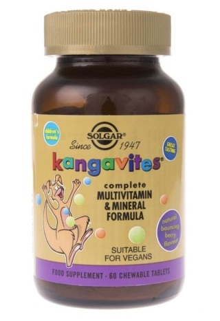 SOLGAR Kangavites Multivitamin & Mineral - Witaminy i minerały do ssania (smak jagodowy) 60 tabletek