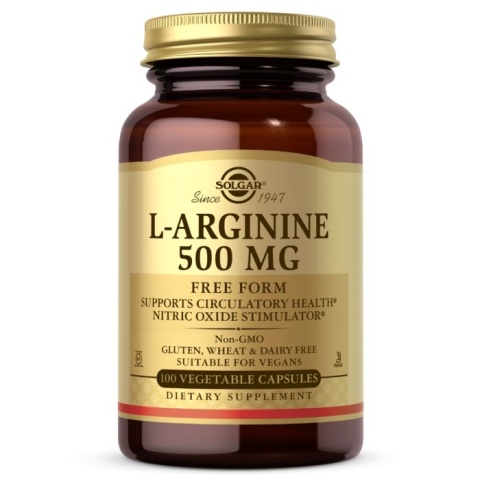 SOLGAR L-Arginine Free Form - L-arginina wolna forma 500 mg 100 kapsułek