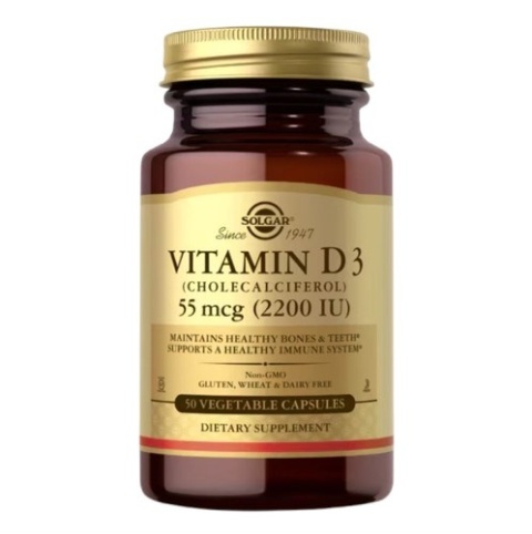 SOLGAR Vitamin D3 (Cholecalciferol) 55 mcg (2200 IU) 50 kapsułek